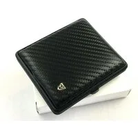 vom Hofe Bügelbörse vom Hofe Premium Zigaretten Etui 18er Carbon Black Echtleder