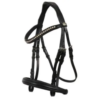 Hans Melzer Horse Equipment Hans Melzer Trense Valluhn schwarz/silber englisches Reithalfter ohne Sperrriemen WB (Warmblut)
