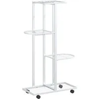 vidaXL Blumenständer Blumenständer 4-Etagen mit Rollen 44x23x80 cm Weiß Eisen (1 St)