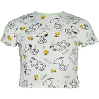 Snoopy Print-Shirt Peanuts Snoopy Jugend Mädchen Bauchfrei Oversize T-Shirt Shirt Baumwolle, Gr. 134 bis 170