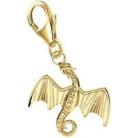 Goldene Hufeisen Charm-Einhänger Drache Karabiner Charm 925 Sterling-Silber Gold vergoldet Anhänger, Tier-Schmuck für Armbänder oder Kettenanhänger