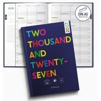 TOBJA Buchkalender Praxisplaner 2027 A5 Blue Pop Terminplaner 15 Min Takt FSC Friseur, 15-Min-Takt 7-21 Uhr, A5, 1 Woche 2 Seiten, FSC-Papier, Pop-Design