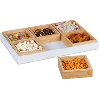 relaxdays Snackschale Set mit Serviertablett, Bambus