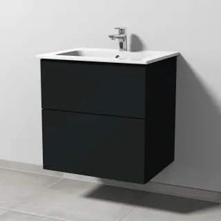 Sanipa 3way Waschtischunterbau zu Duravit ME by Starck Waschtisch mit 2 Auszügen, Vulkan-Matt SP7241V