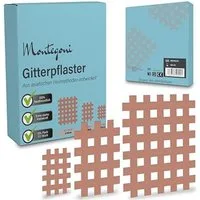 Montegoni Insektenstichpflaster 136er Crosstape Set – Hautfreundliche Akupressur Pflaster Mix (Crosstape Therapie Set, 136 Multi-Size Pflaster Mix), Hautfreundliches gittertape zur Akupressur mit Anleitung