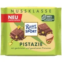 Ritter SPORT Schokolade, Ritter Sport Nussklasse Pistazie Vollmilchschokolade Packung 100g