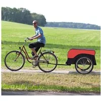 HOMCOM Fahrradlastenanhänger Lasten-Fahrradanhänger, Rot+Schwarz 130 x 77 x 65 cm