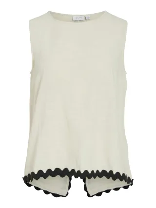 VILA - VIMANDA WAVY O-NECK S/L TOP/1 birch - Gr. - 38