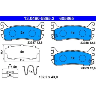 ATE Bremsbel?ge hinten Mazda MX-5 1 2