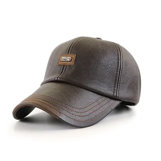 Collrown Men's Outdoor PU Leather Baseball Cap Casual Sun Hat Adjustable Sport Casual Visor Hat for Autumn Winter