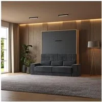 SMARTBett Schrankbett Schrankbett + SOFA Anthrazit M1 160x200 V Kaiserberg Eiche/Anthrazit (Schrankbett+ Sofa, 2-St., Schrankbett+ Sofa)