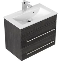 Magnolia Home Waschtisch Badmöbel Mars 600 SlimLine 60x36cm mit 2 SoftClose Schubladen anthrazi