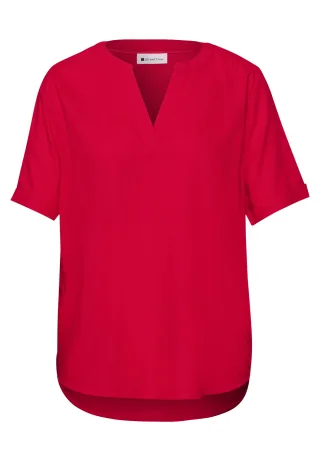 Street One - Kurzarm Bluse mit Turn-Up salsa red - Gr. - 42