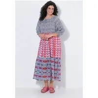 Ulla Popken Maxikleid Maxikleid Boho-Style A-Linie Rundhals 3/4-Arm
