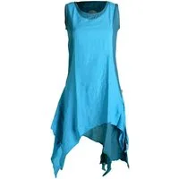 Vishes Sommerkleid Ärmelloses Lagenlook Kleid handgewebte Baumwolle Goa, Boho, Hippie Style