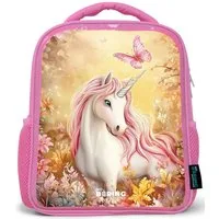 NoBoringSuitcases.com© Rucksack Rosa - Einhorn - Schmetterling - Rosa - Mähne, Kinderrucksack, Schulrucksack, Freizeitrucksack, Mädchen, Kindergarten