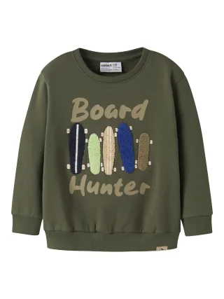 NAME IT - NMMNIEL LS NREG SWEAT BRU Olive Night - Gr. - 116