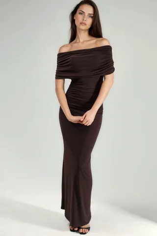 Halsloses Maxi Bodycon-Kleid