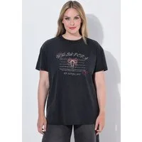 MIAMODA T-Shirt T-Shirt Boxy Fit Druck Zierperlen-Schleife