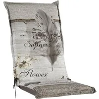 GO-DE Hochlehnerauflage BEACHHOUSE, 50 x 120 cm, Beige, Braun, Baumwolle, (1 St), Gartenstuhlauflage für Hochlehner