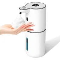 AIMAX Seifenspender Automatisch 380ml Wandbefestigung USB Wiederaufladbar, (IPX5 Wasserdicht, 6 Stufen Wasserdicht Elektrisch Berührungslos Elektrischer), mit Sensor Verstellbar schaumseifenspender für Küchen, Bad, Schule