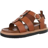 Ital-Design Bequeme Damen-Sandalen mit optimaler Passform Riemchensandalette (89323059) Flach Plateausandaletten in Camel
