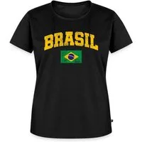 Spreadshirt T-Shirt Brasil Schriftzug Brasilien Flagge Retro Frauen Premium T-Shirt (1-tlg)