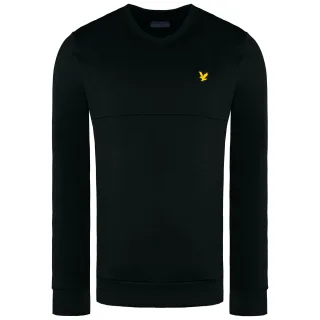 Lyle & Scott V-Ausschnitt Colour Block Midlay Schwarzer Pullover