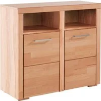 OTTO home Kommode Falco,89cm breit,35 cm tief, Fronten Massivholz, Kernbuche massiv, Holzwerkstoff, Metall Griffe,6Fächer