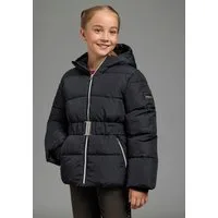 Bruno Banani Winterjacke Winterjacke mit modischen Gürtel, macht eine schöne Silhouette Warme Jacke mit modischem Schnallengürtel und Kapuze, fleecegefüttert