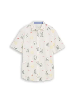 Tom Tailor - Regular Fit Kurzarmhemd mit Stickereien - Gr. - XL