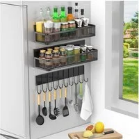 BlingBin Gewürzregal Magnetisches 3 Stück Kühlschrank Organizer,für Küchenorganisation, 3er Set 1-tlg., Metall bewegliche Veranstalter Gewürzhalter Platzsparende,ohne Bohren