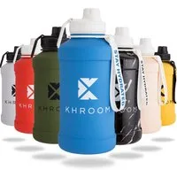 Khroom Trinkflasche Edelstahl 1,3L & 2,2L, Sport Gym Outdoor, 2 Liter XXL Wasserflasche, BPA-frei, auslaufsicher, bruchsicher, Kohlensäure geeignet