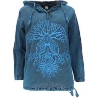 Guru-Shop Hemd & Shirt Yoga Kapuzenshirt, Stonewash Hoodie, Festival.. Hippie, Ethno Style, alternative Bekleidung