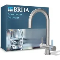 BRITA Küchenarmatur 3-Wege-Küchenarmatur Edelstahl, rund, inkl. 1 x BRITA P 1000 Wasserfilter