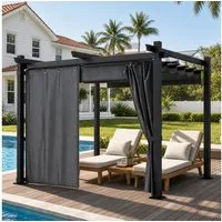 HOMALL Pavillon Pergola 3x3/3x4m Gartenpavillon Pavillon mit Aluminiumrahmen, (Terrassenüberdachung mit Magnetbefestigung für Garten), Manuell verstellbares Schiebedach