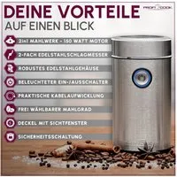ProfiCook Kaffeemühle PC-KSW 1216, Kaffeemühle elektrisch mit 2-fach Edelstahlmesser