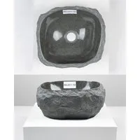 wohnfreuden Aufsatzwaschbecken Andesit Waschbecken EROSI 30 cm mit Naturkante anthrazit (Kein Set), 126607_MBuXS11.164
