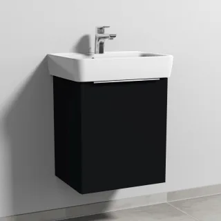 Sanipa 3way Waschtischunterbau zu Geberit Renova Plan Waschtisch mit 1 Tür, Schwarz-Matt UF87308