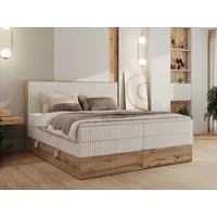 MKS MÖBEL Boxspringbett WOOD CLASSIC KING (Packung, Set, Topper T25/Visco, hohe Kopfteil, Multipocket-Matratze), Polsterbett, zwei Bettkästen, Möbelplattenelementen