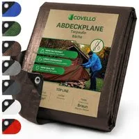 Covello Schutzplane 260g/m² braun, Abdeckplane mit Ösen wasserdicht, Plane UV-stabilisiert in vielen verschiedenen Farben & Größen