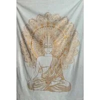 KUNST UND MAGIE Wandteppich Tagesdecke Wandbehang Deko Tuch Buddha Meditation ca. 200 x135cm