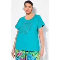 Ulla Popken T-Shirt T-Shirt Blüte oversized Rundhals Halbarm