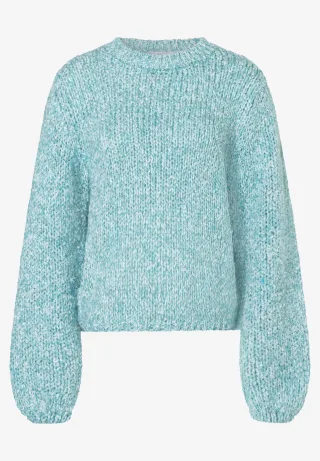 MORE & MORE - Bouclé-Pullover mit weiten Ärmeln blau - Gr. - 36