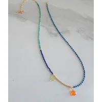 GOLDEN Charm-Kette Lapislazuli und Türkis Kette Edelsteinkette, Geburtsstein Schmuck