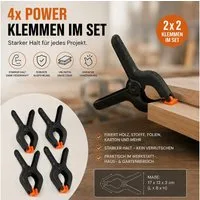 Koopman Klemmzwinge Federklemmzwinge Federklemmen Kunststoff Schwarz 4er Set, (Set, 4 St., Packung), 4tlg, Ergonomischer Griff, Spannweite 60mm, Starke Federkraft
