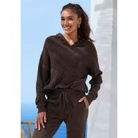 French Connection Kapuzenpullover mit Zopfmuster und Rippbündchen, Loungewear