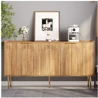 Merax Sideboard mit goldenen Akzenten und Stauraum (1 St., 140x38x75cm), Kommode mit gewölbten Türpaneelen & verstellbaren Einlegeböden