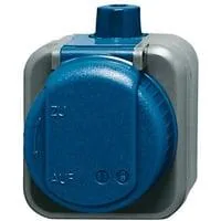 Steckdose Bajonettverschluss CEE 7/3 Typ F mit Erdungsclips, 16 Ampere, 250 Volt blau, Retail