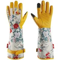 Mustbau Gartenhandschuhe Lange Gartenhandschuhe für Damen Kunstleder Gauntlet Wasserabweisend Rosenhandschuhe